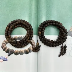 天然沈香ビーズブレスレットネックレスzzzzkkk4